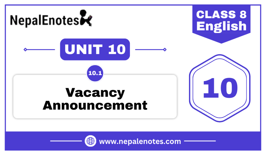 Vacancy Announcement | Unit 10.1 | English