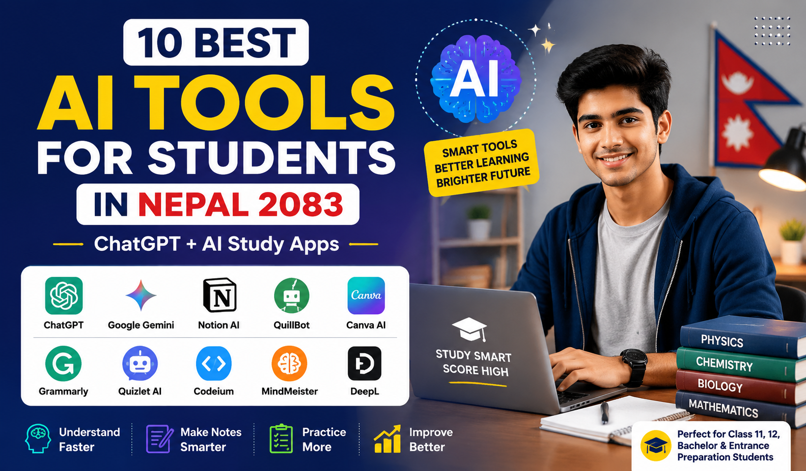 10 Best AI Tools for Students in Nepal 2083 | Powerful AI Study Apps & ChatGPT Guide