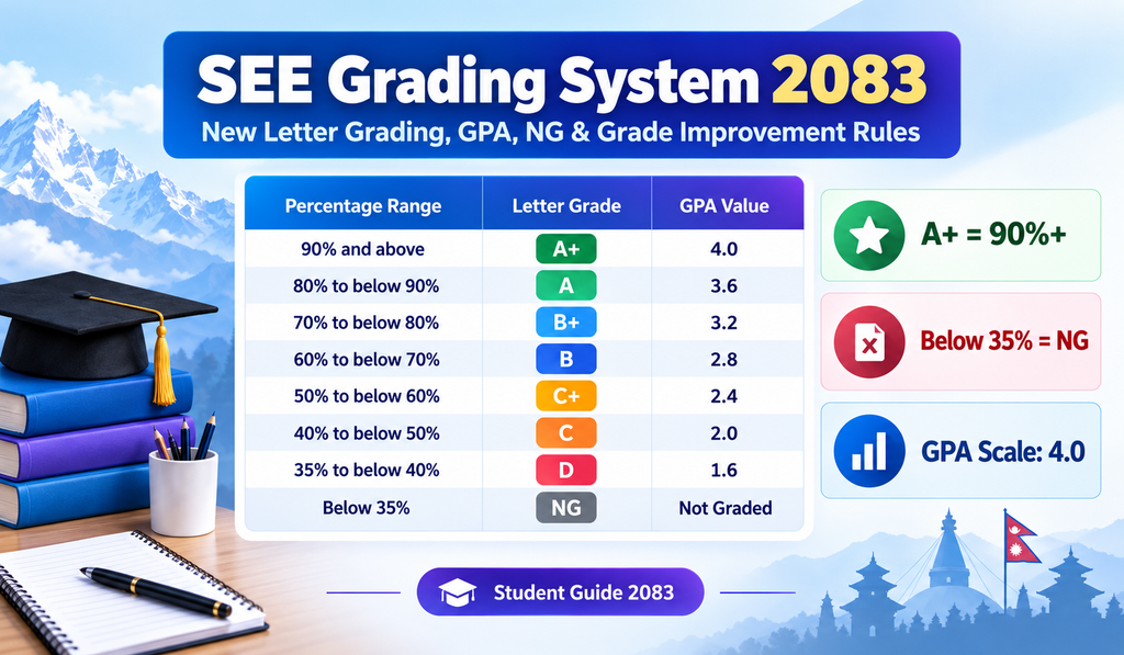 SEE Grading System 2083: New Letter Grading, GPA, NG & Grade Improvement Rules